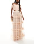 [Lace & Beads] Lace & Beads tiered tulle ruffle maxi skirt in cream-White 8 Cream