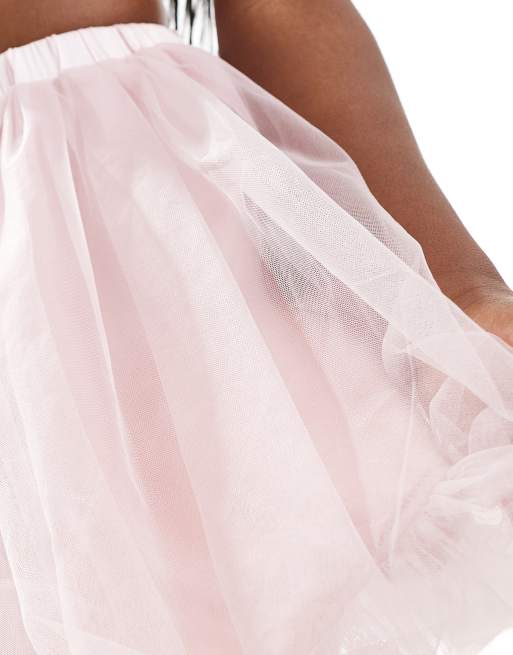 Lace Beads tulle bubble mini skirt in baby pink ASOS