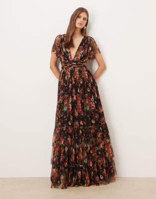 chinese dress ladies Black Ruffle Sleeve Mermaid Hem Maternity Midi Dress  PinkBlush