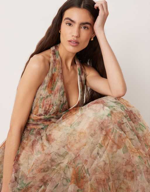 green emerald velvet dress Hadley Halterneck Maxi Dress - Sage main image 1