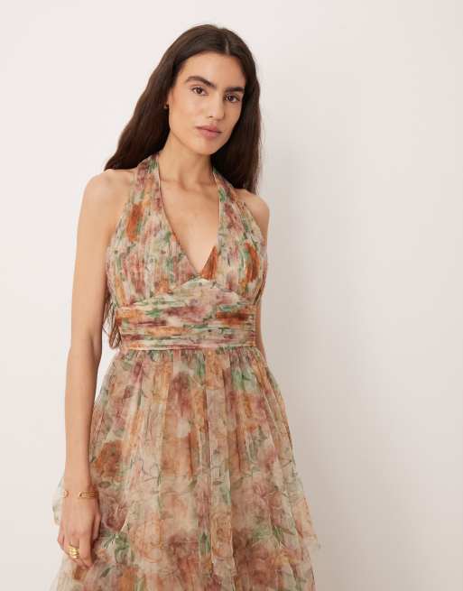 slim fit dress slacks Butter Yellow Floral Jacquard Maxi Dress - Event Dresses main image 1
