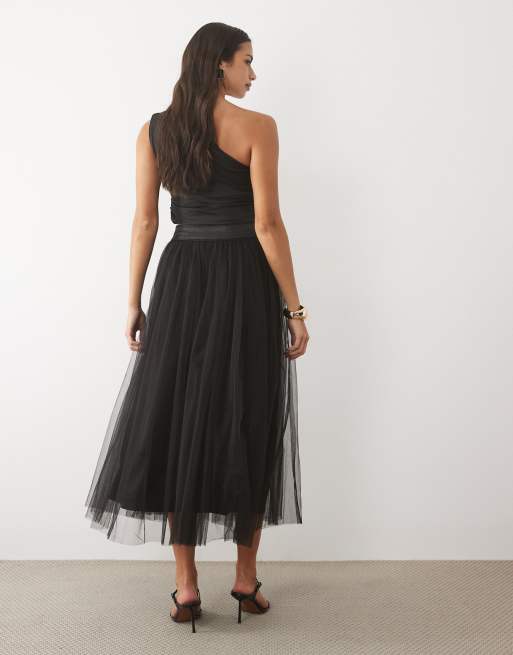 Lace & Beads tulle high waist full maxi skirt in black, 5 of 5