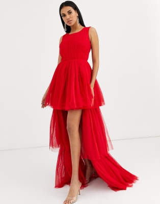 asos red tulle dress