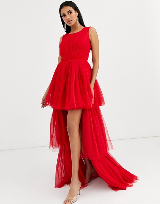 Image result for Lace & Beads tulle layered maxi dress in fiery red