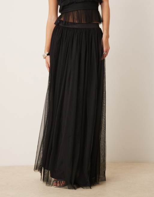 Lace & Beads tulle maxi skirt in black - part of a set, 2 of 5