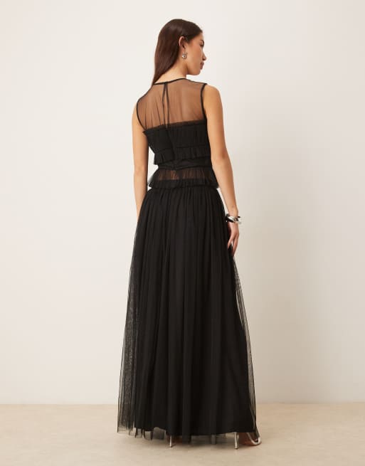 Lace & Beads tulle maxi skirt in black - part of a set, 4 of 5