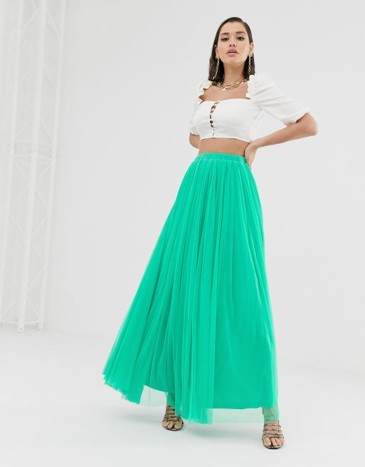 Tulle maxi skirt clearance green