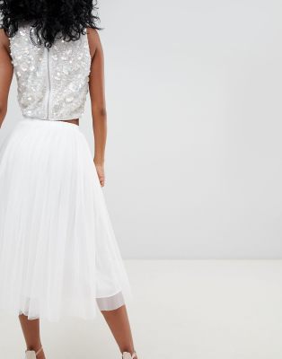 white tulle dress midi