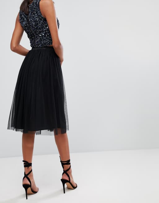 Asos black outlet tulle midi skirt