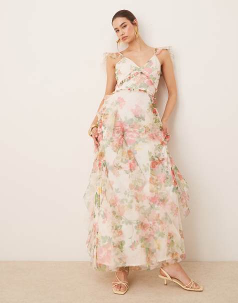 Lace & Beads - Vestito in tulle a fiori vivace con gonna al polpaccio e volant - view 1