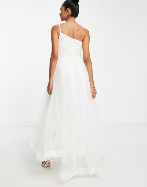 Lace & Beads - Vestito lungo da sposa color avorio con bustino asimmetrico, 2 di 4