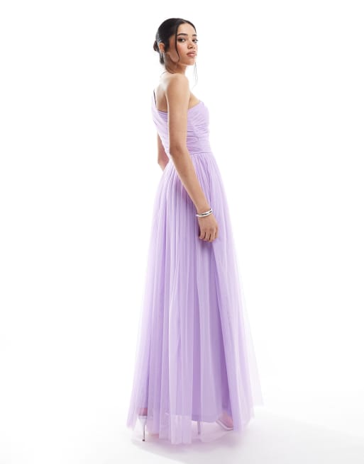 Lace & Beads - Vestito lungo monospalla da damigella lilla, 4 di 4