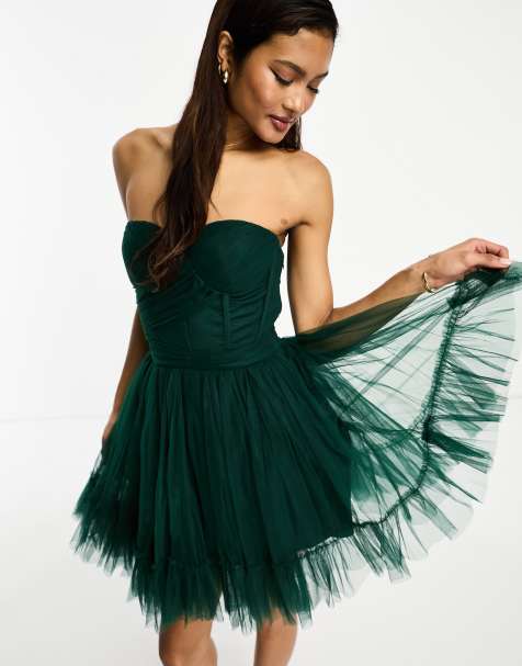 Beaded-Waist Strapless Short Party Dress