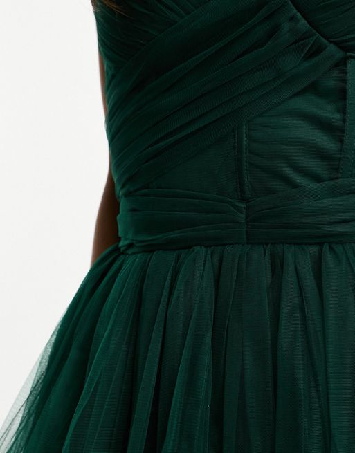 Emeline Bandeau Corset Tulle Skirt Mini Dress in Ivory