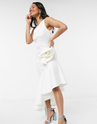 white ruffle dress asos