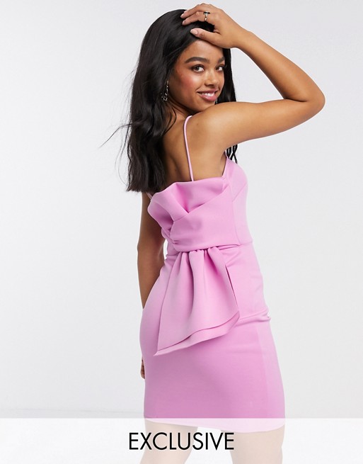 Laced In Love bow back mini dress in lilac