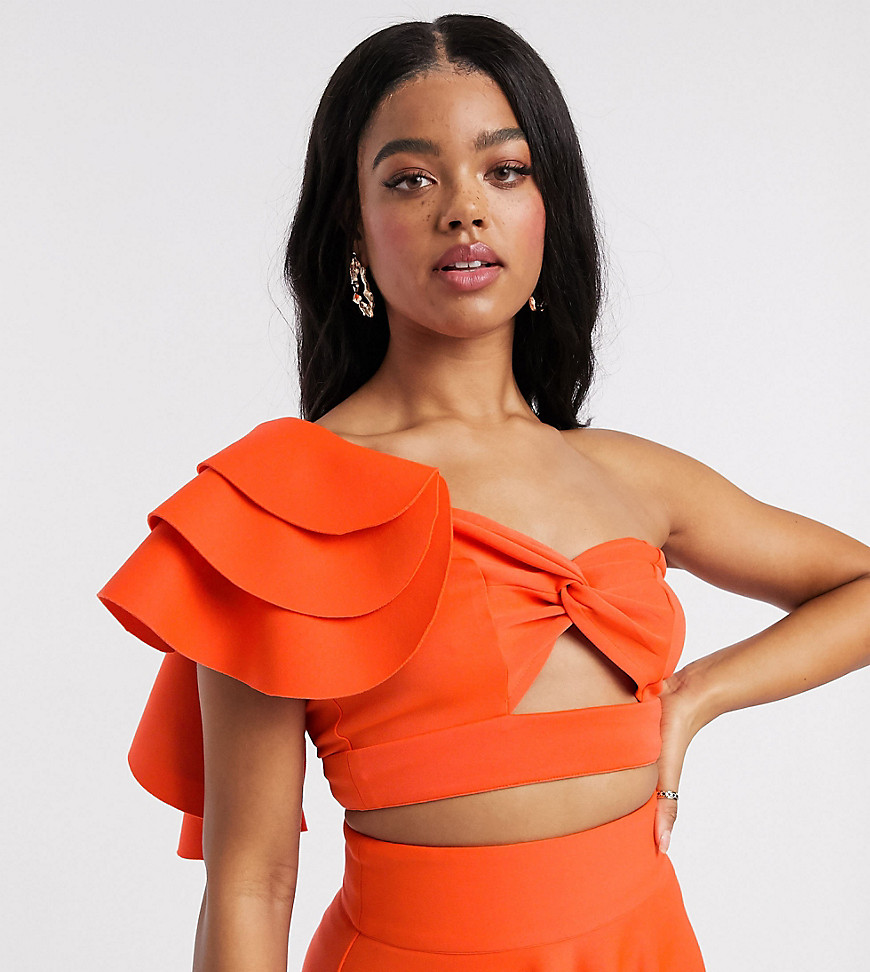 Laced In Love Ruffle Top Two-piece In Orange