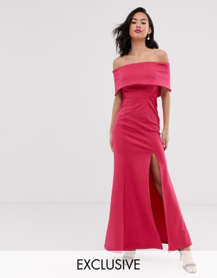 pink bardot maxi dress