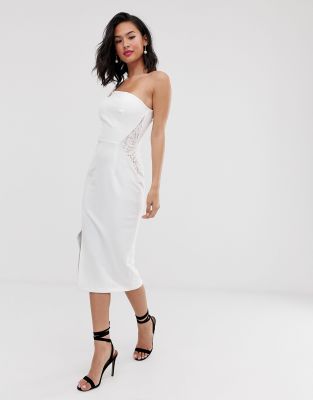white strapless pencil dress