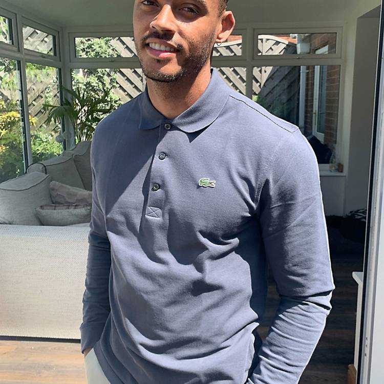 Lacose sleeve polo shirt in grey |