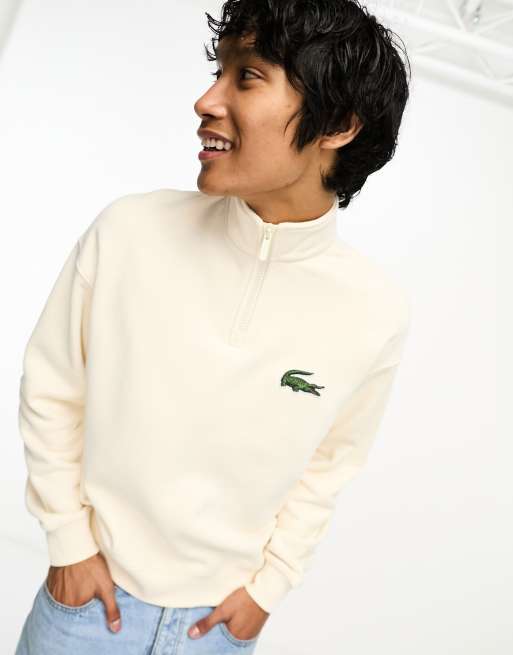 Lacoste 1 4 sweatshirt met rits in gebroken wit