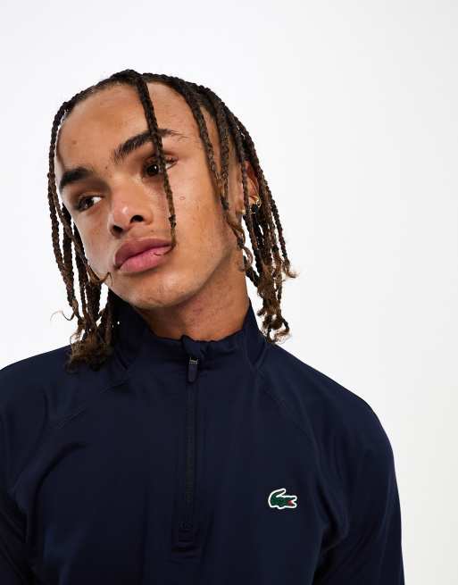 Lacoste 1 4 zip sweatshirt in navy ASOS