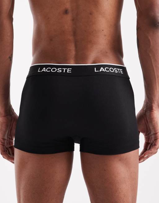 Lacoste 2 pack black waistband trunks in black & grey, 3 of 3