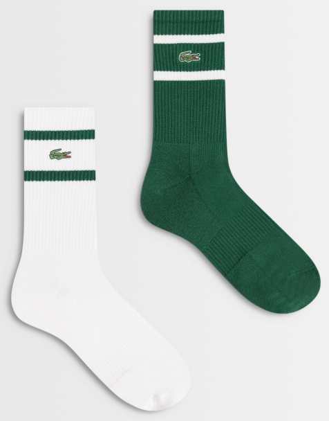 Lacoste 2-pack długich skarpet w paski w kolorze zielonym i białym - view 1