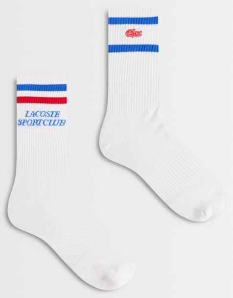 Lacoste 2 pack graphic sports socks in red and white - view 1