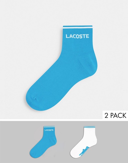 Lacoste 2 pack low cut socks in blue