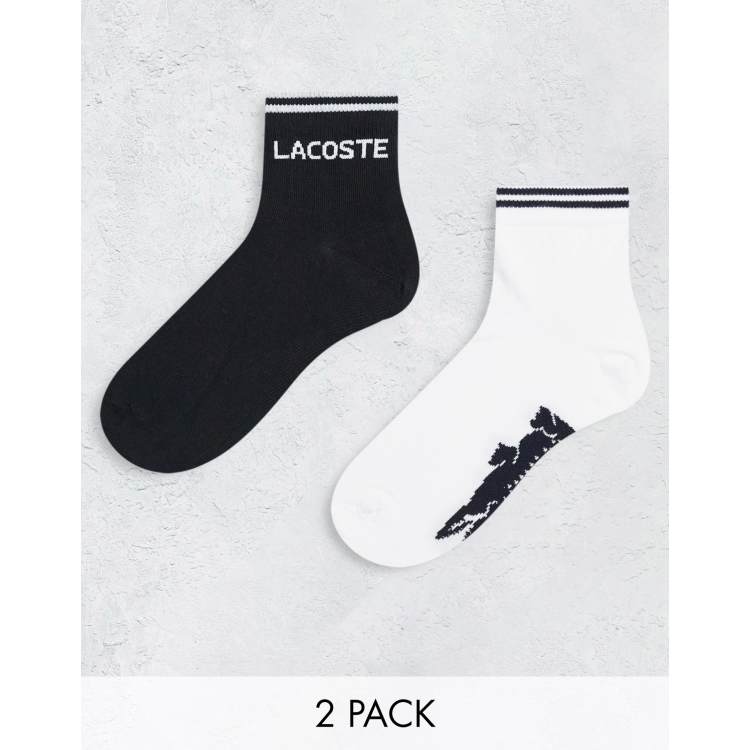 Lacoste 2 pack quarter socks in black and white ASOS