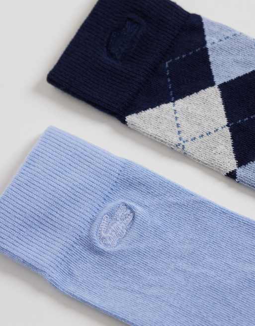 Lacoste 2 pack socks in argyle and blue, 3 of 3