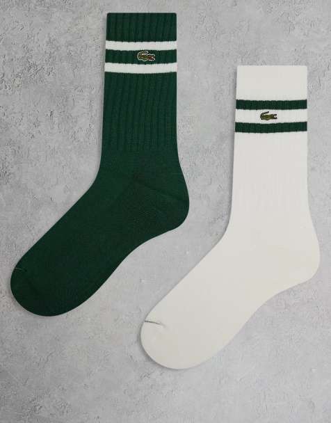 Lacoste 2 pack socks in white and green - view 1