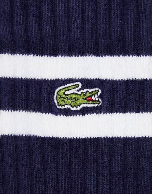 Lacoste 2 pack tipped ankle socks in white/navy, 4 of 4