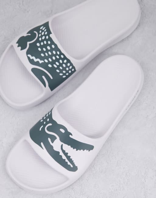 Lacoste 2.0 Claquettes a motif crocodile Blanc