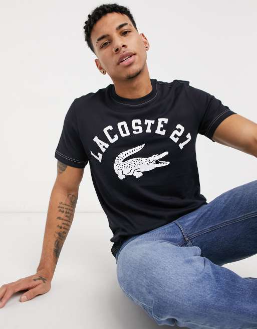 Lacoste 27 croc logo t shirt in navy ASOS