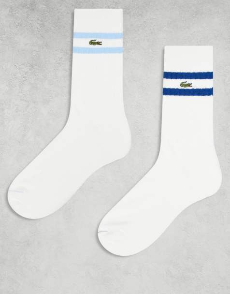 Lacoste – 2er-Pack Socken in Weiß mit Streifendetail - view 1
