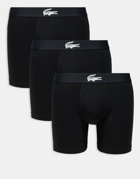 Lacoste 3 pack black croc waistband boxer briefs in black - view 1