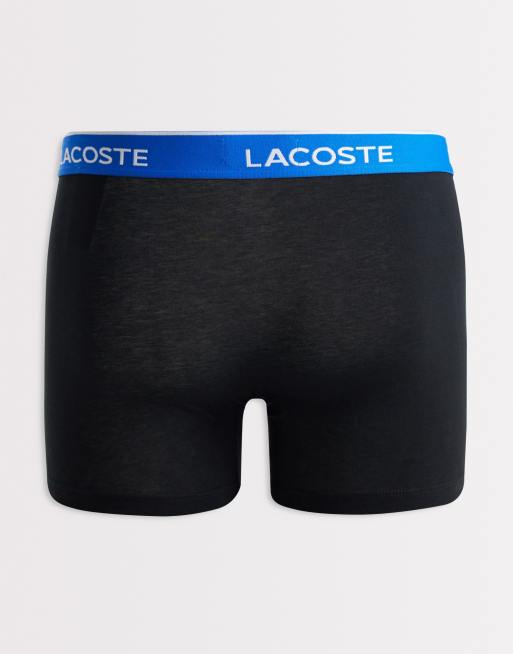 Lacoste 3 pack blue waistband boxer briefs in black, 3 of 3