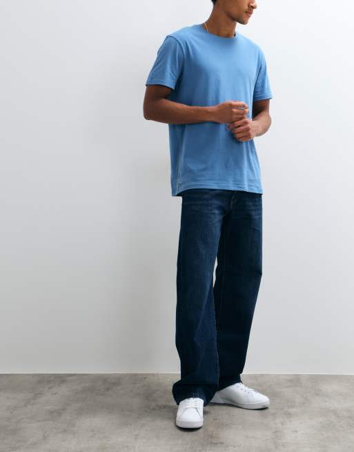Lacoste 3-pack bomulls-t-shirts med rund halsringning i blått och vitt, 3 av 5