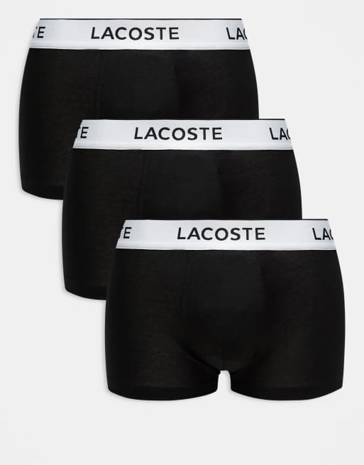 Lacoste 3 pack boxer briefs in black with white waistbands