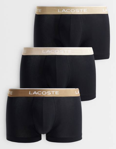 Lacoste 3-pack boxerkalsonger med kontrasterande midjeresår i svart och brun - view 1