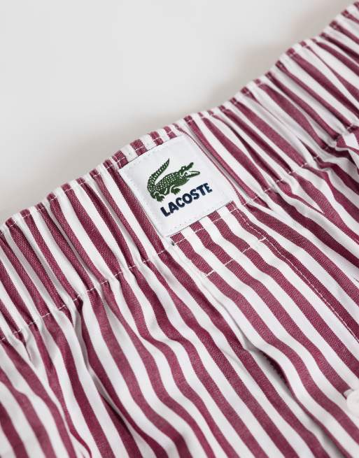 Lacoste 3-pack boxers med logga och vävd bomull i burgundy, 2 av 3