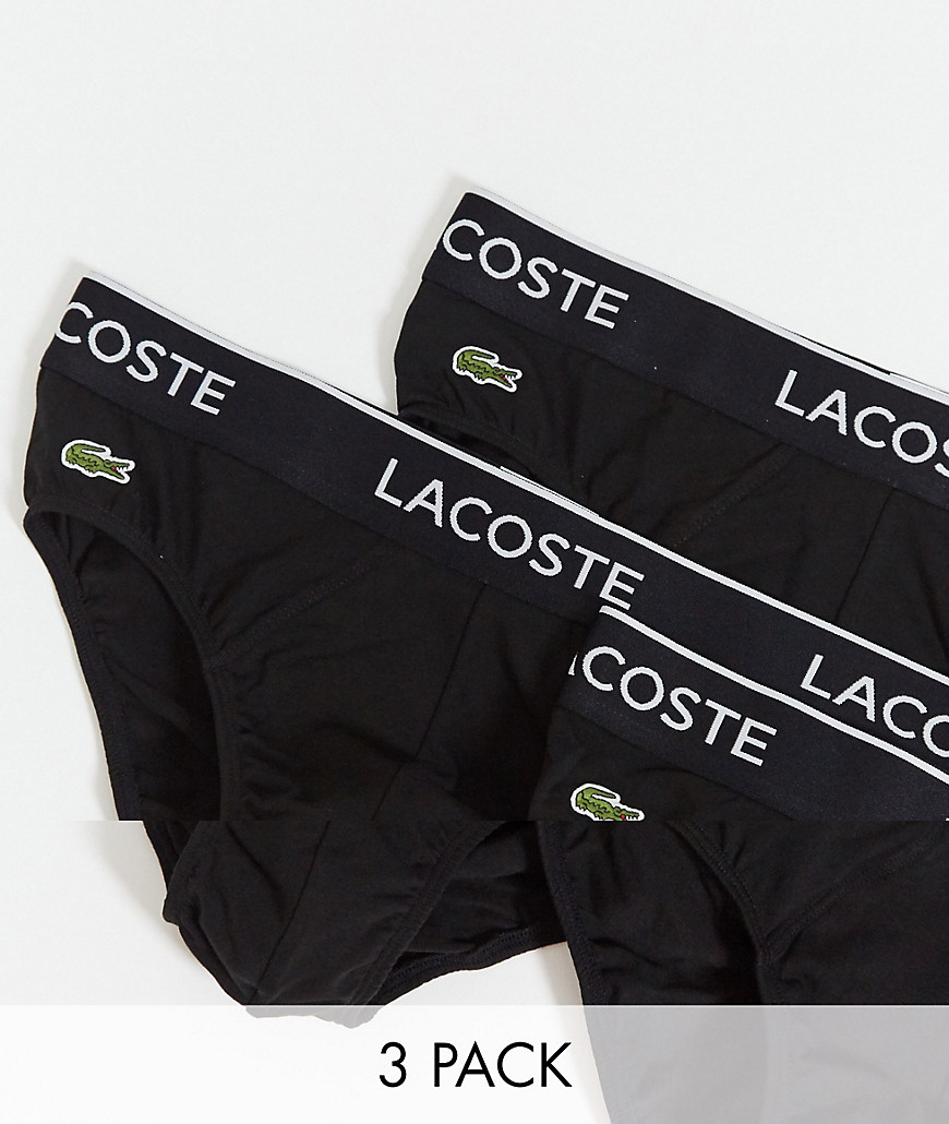 LACOSTE 3 PACK BRIEFS IN BLACK,8H3472-00 031