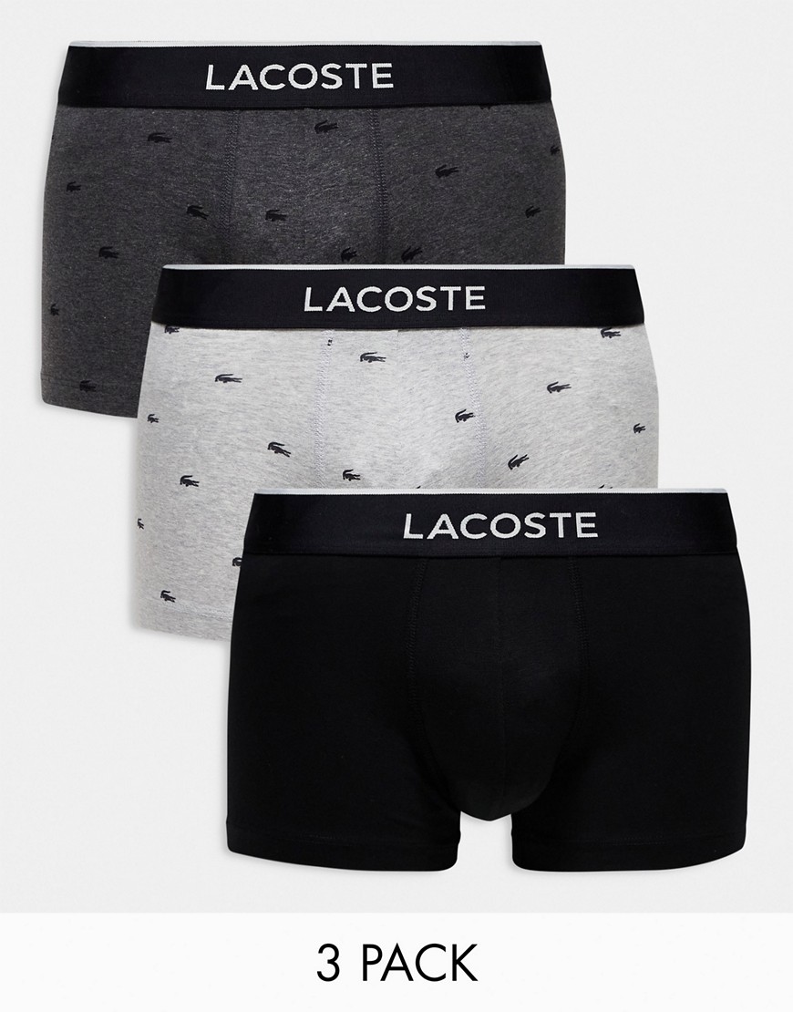 Lacoste 3 pack casual signature trunk in black