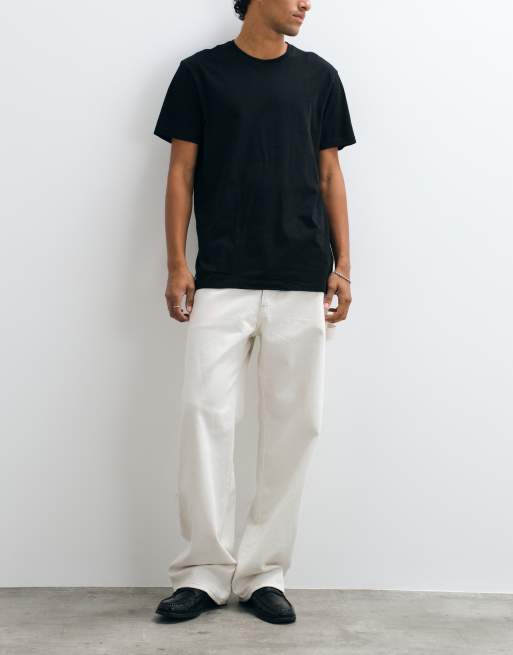 Lacoste 3 pack cotton crew neck t-shirts in black, white and green, 4 of 5