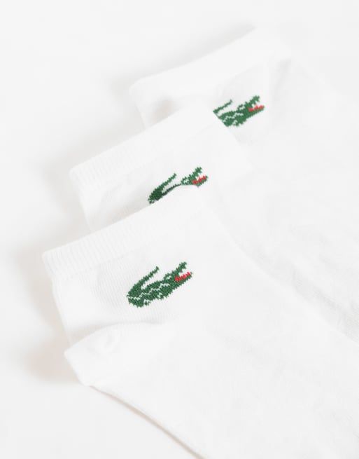 Lacoste 3-pack enkelsokken met croc-logo in wit, 2 van 3