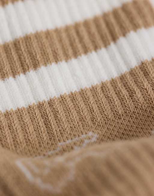 Lacoste 3 pack graphic socks in brown and beige , 2 of 3
