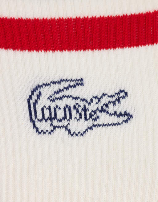 Lacoste 3 pack graphic socks in white, 2 of 3