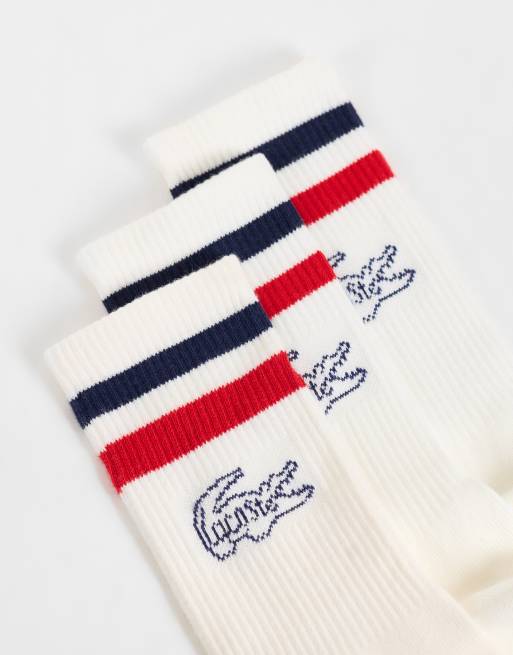 Lacoste 3 pack graphic socks in white, 3 of 3